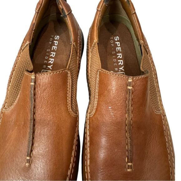 Sperry Tan Men's Leather Slip-on Loafers 10 - Picture 6 of 7